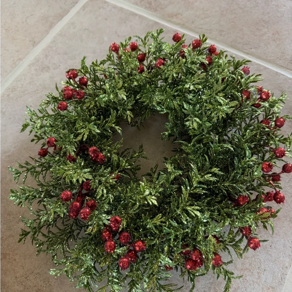 NEW 12” D glittery wreath red and green Regency brand